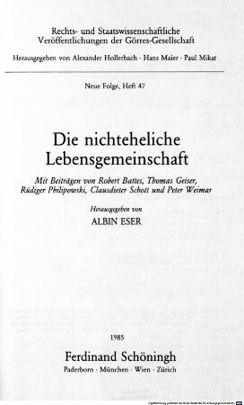 Die nichteheliche Lebensgemeinschaft