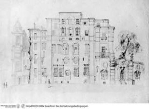 Palazzo Zuccari, Ansicht der Fassade zur Via Gregoriana, vor den Umbauten 1904/1907