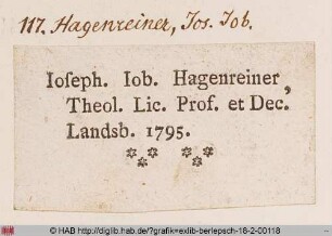Exlibris des Joseph Job Hagenreiner