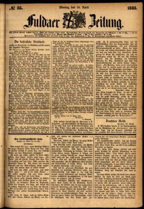 Ausgabe vom Montag, den 16. April 1883.
