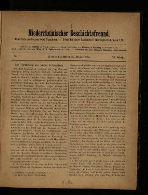 Niederrheinischer Geschichtsfreund / 1884