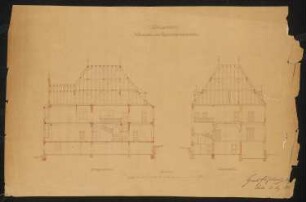 Erbprinzenpalais (auch: Wohnhaus für den Kammerpräsidenten), Wernigerode: Längs- und Querschnitt M 1:100