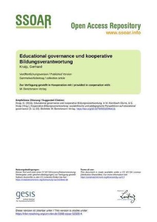 Educational governance und kooperative Bildungsverantwortung