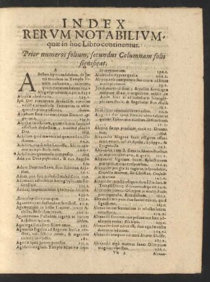 Index Rerum Notabilium quae in hoc Libro continentur.