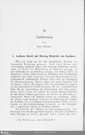 III. Lutherana