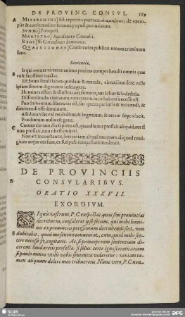 De Provinciis Consularibus. Oratio XXXVII.