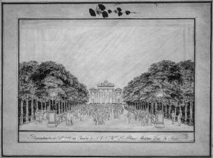 Illumination am 14.10.1791 im Garten des Prinzen Anton : Dresden, Palais der Sekundogenitur, Gartenseite während einer Illumination