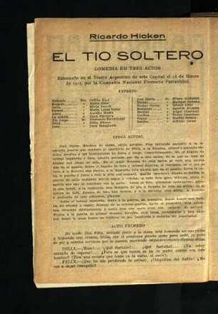 El tio soltero : comedia en tres actos