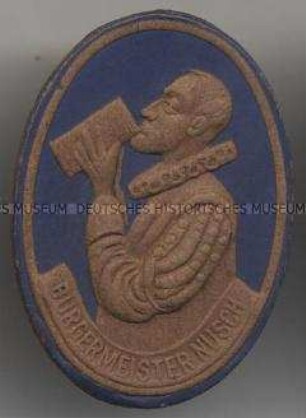 WHW-Abzeichen, Berühmte Franken: Bürgermeister Nusch, Straßensammlung im Gau Franken, vom 25./26. Januar 1941