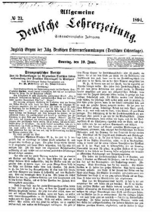 Stenographischer Bericht über die Verhandlungen der Allgemeinen Deutschen Lehrerversammlung (des Deutschen Lehrertages) in Stuttgart. (Fortsetzung)