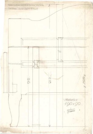 Littmann, Max; Bocksberg; Hofgut, Landhaus - Bettstelle (Detail)