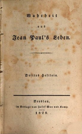 Wahrheit aus Jean Paul's Leben, 3