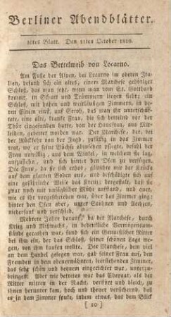 10tes Blatt. Den 11ten October 1810.