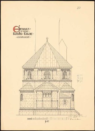Romanische Kirche: Choransicht 1:50