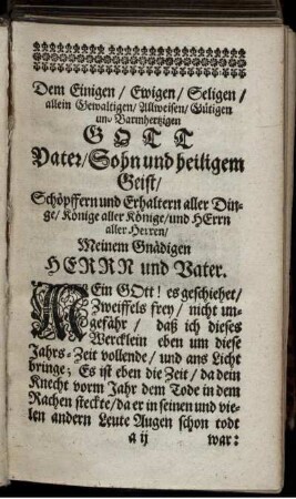 Zuschrifft An den Drey-Einigen Gott; Erste Vorrede an den wohlmeynenden Leser; Ander Vorbericht an den Christlichen Leser