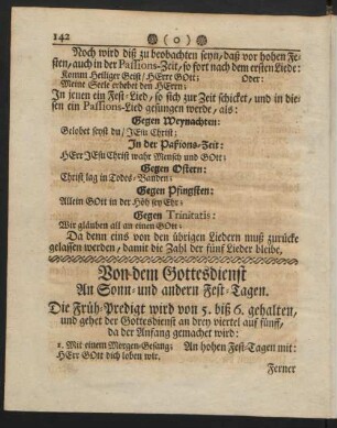 Von dem Gottesdienst An Sonn- und andern Fest-Tagen