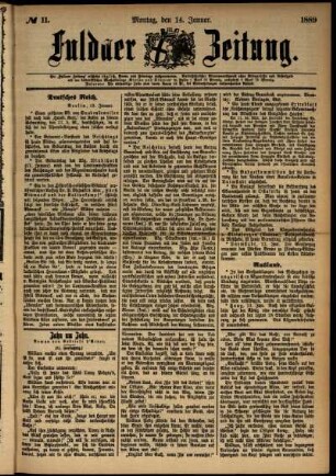 Ausgabe vom Montag, den 14. Januar 1889.