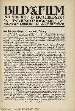 Der Kinematograph als moderne Zeitung