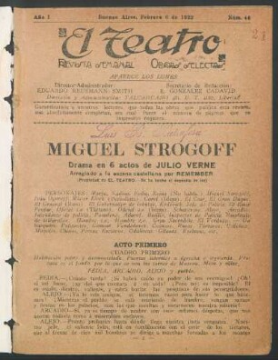 1922004600: Miguel Strogoff : drama en 6 actos
