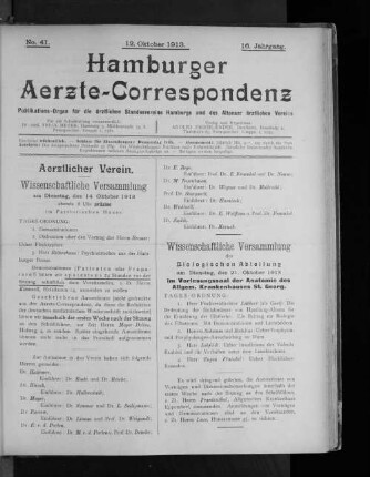 No. 41. 12. Oktober 1913. 16. Jahrgang.