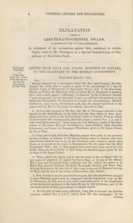 Explanation submitted by Lieutenant-Colonel Ovans, ...