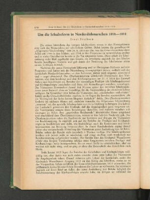 Um die Schulreform in Norderdithmarschen 1814-1818 Ernst Erichsen