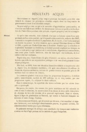 Résultats acquis