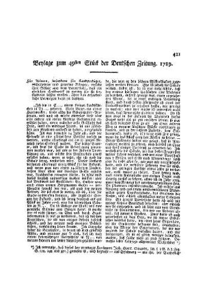 Beylage zum 49ten Stück der Deutschen Zeitung 1789