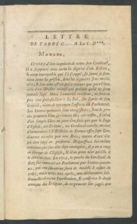 Lettre De L'Abbé G... A La C. D***.