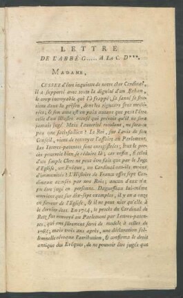 Lettre De L'Abbé G... A La C. D***.