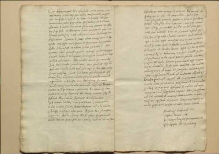 Von etlichen protestantischen Theologen am 10. März 1540 auf Verlangen in Schmalkalden gestelltes Bedenken, in welchen Stücken bei dem bevorstehenden Gespräch und Versuch einer Vereinigung in der Lehre der Augsburgischen Konfession nachzugeben sei. Unterschrieben haben dieses Bedenken von Sachsen Justus Jonas D., Johann Bugenhagen D., Caspar Kreuzinger D. und Philipp Melanchthon; von Hessen Antonius Corvinus, Johann Rimaus, Balthasar Caidus; von Herzog Heinrich von Sachsen Nikolaus Scheubel; von Magdeburg Nikolaus Amsdorf; von Nassau Erasmus Sartorius; von Straßburg Martin Bucerius; von Bremen Johann Amsterdamus. Württemberg, Anhalt, Hamburg, Braunschweig, Goslar, Ulm, Esslingen, Hall, Heilbronn und Memmingen haben ihre Bedenken schriftlich überschickt. Schreiben von den Nürnberger Theologen an Luther, Jonas, Bugenhagen und Melanchthon mit Versicherung der Übereinstimmung ihrer Lehren mit jener und ihrer Beharrung darauf nebst einem Schreiben von Luther u.a. mit Mitteilung ihrer Meinungen über das bevorstehende Gespräch.