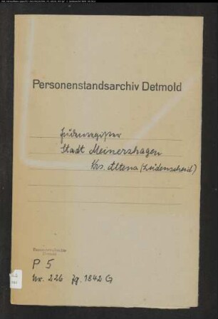 Zivilstandsregister der Juden für den Ort Meinerzhagen (GHT 1842) (Gemeinde: Meinerzhagen, Kreis Altena)