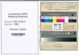 Entnazifizierung Hubert Dohmen , geb. 25.07.1895 (Polizeimeister)