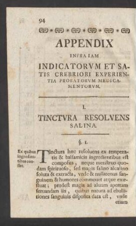 Appendix Infra Iam Indicatorum Et Satis Crebriori Experientia Probatorum Medicamentorum