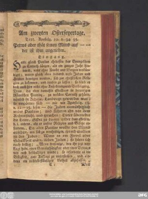 Am zweyten Osterfeyertage. Text. Apostelg. 10. v. 34. 35.