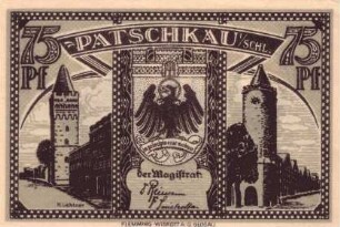 Notgeld der Stadt Patschkau in Schlesien
