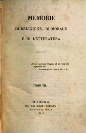 Memorie di religione, di morale e di letteratura, 7. 1825 = Fasc. 19 - 21