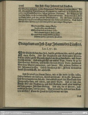 Evangelium am Fest-Tage Johannis des Täuffers, Luc. I, 57-80