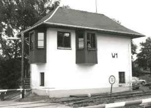Bahnhof (1875). Wärterstellwerk W1, Gleisseite : Olbernhau. Bahnhof (1875). Wärterstellwerk W1, Gleisseite