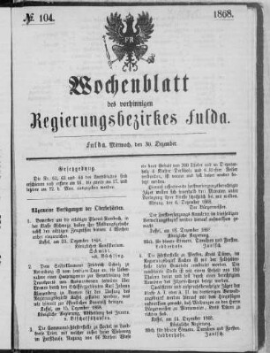 No. 104., Ausgabe vom 30. Dezember 1868