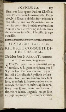 Syntagma Tertium. Ritus Et Consuetudines Turcicae