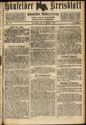 Ausgabe vom Donnerstag, den 10. Februar 1927.