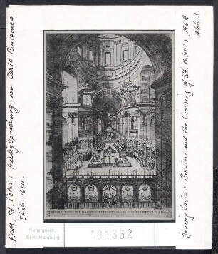 Rom, St. Peter: Heiligsprechung von Carlo Borromeo. Stich von 1610