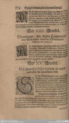 Der XV. Artickel. Schichtmeister sollen bey dem an/ unnd außlassen des schmeltzens seyn.