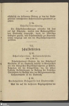 VII. Schulbehörden