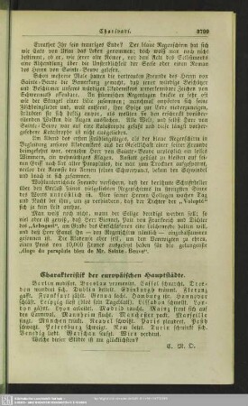 Charakteristik der europäischen Hauptstädte