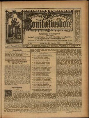 Erste Ausgabe vom Sonntag, den 28. Dezember 1919.