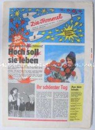 Sonderausgabe der Pionierzeitung "Die Trommel" zum 20. Jahrestag der Gründung der Pionierorganisation