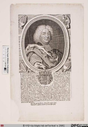 Bildnis Lothar Franz (1663 Reichsfrhr., 1701 Reichsgraf von Schönborn), 1695-1729 Kurfürst u. Erzbischof von Mainz