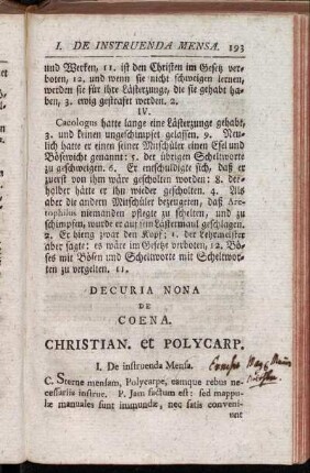 Decuria nova de coena. Christian. et Polycarp.